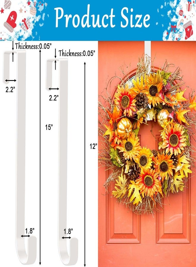 Dapute 4 Pack 12" &15" Wreath Hangers for Front Door, Over The Door Wreath Hanger Halloween Decorations Wreath Hook for Hanging Christmas Easter Fall Decoration, Welcome Sign Holder (White) - Image 5
